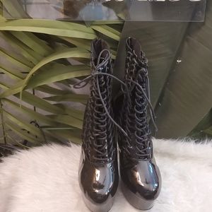 Ellie Shoes Lace Up Bootie Pole Dance Heels